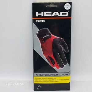 HEAD Web Racquetball Pickleball Glove Left Hand Size M Red Black